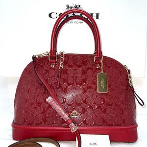 🔥🌺NEW! Coach SIERRA Satchel Handbag Debossed Patent Leather Red Msrp:$475.00